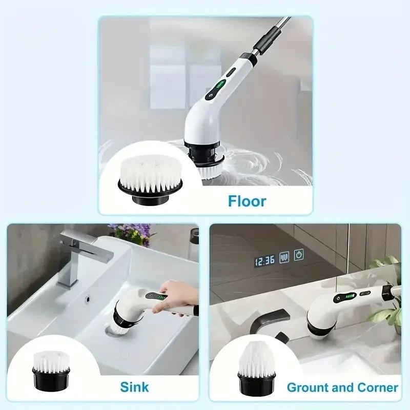 Electric Spin Scrubber with Long Handle