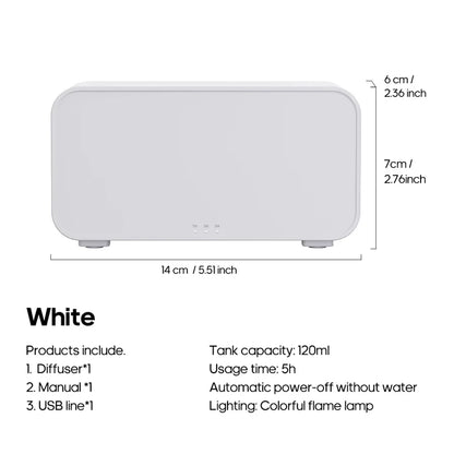 Flame Aroma Diffuser – Essential Oil Humidifier with Fireplace Flame Effect
