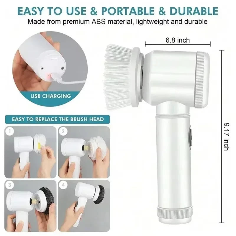 Cordless Electric Spin Scrubber – Handheld Cleaning Brush