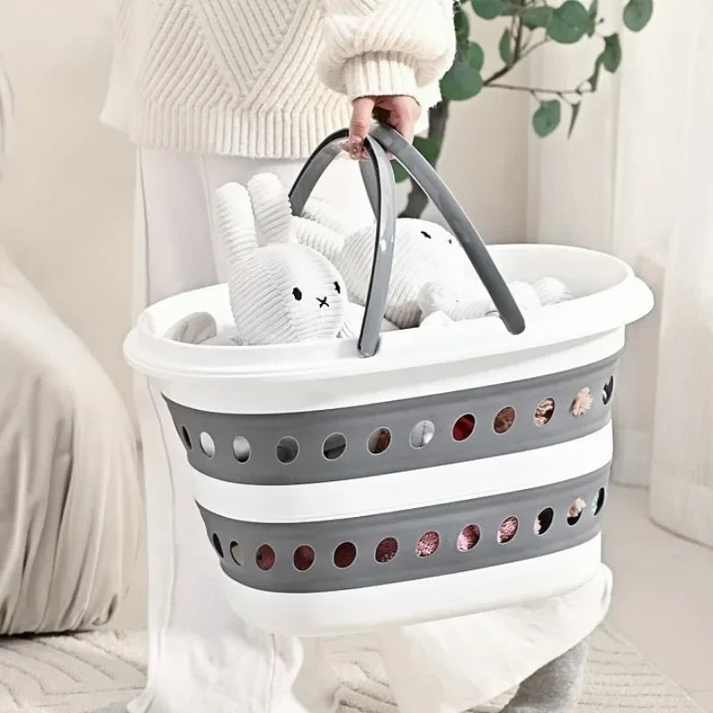 Collapsible Laundry Basket – Foldable Plastic Clothes Hamper with Comfort Handles