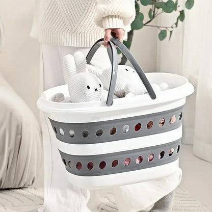 Collapsible Laundry Basket – Foldable Plastic Clothes Hamper with Comfort Handles