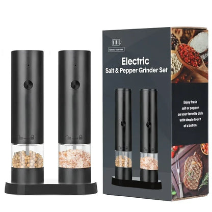 Electric Salt and Pepper Grinder Set – Automatic Rechargeable Pepper Mills with Adjustable Coarseness