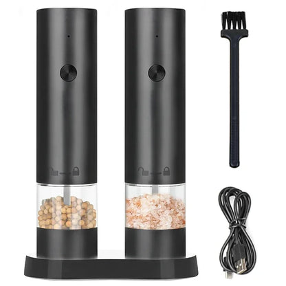 Electric Salt and Pepper Grinder Set – Automatic Rechargeable Pepper Mills with Adjustable Coarseness