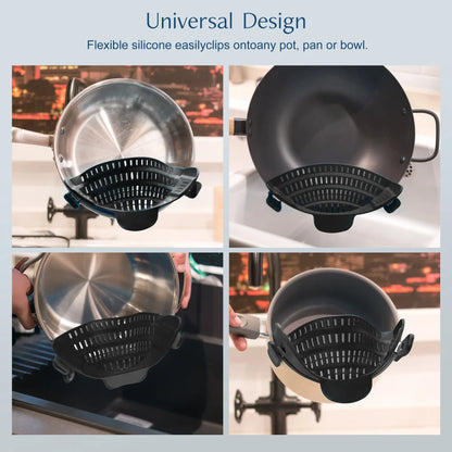 Silicone Pot Strainer – Universal Clip-On Pasta Straine