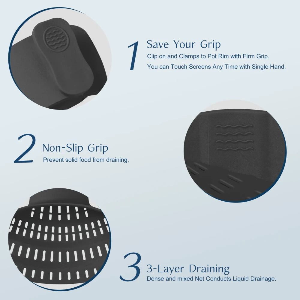 Silicone Pot Strainer – Universal Clip-On Pasta Straine