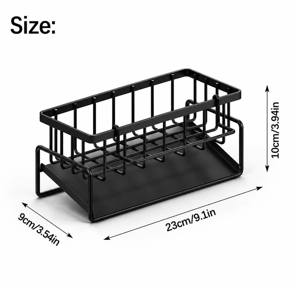 Kitchen Sink Organizer Caddy – Sponge Holder & Brush Holder with Self-Draining Tray