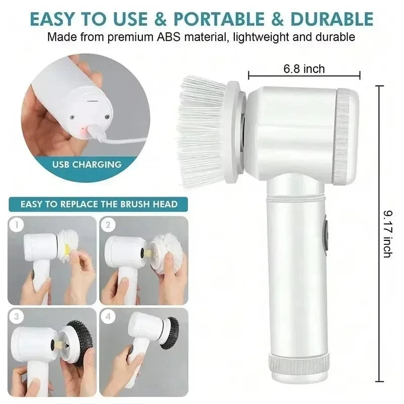 Cordless Electric Spin Scrubber – Handheld Cleaning Brush