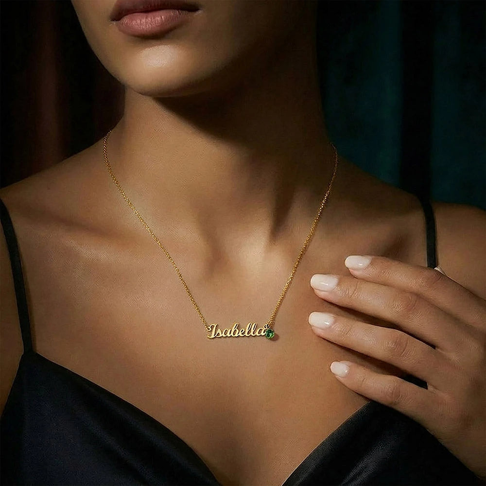 Personalized Birthstone Name Necklace
