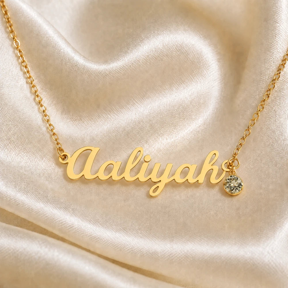 Personalized Birthstone Name Necklace