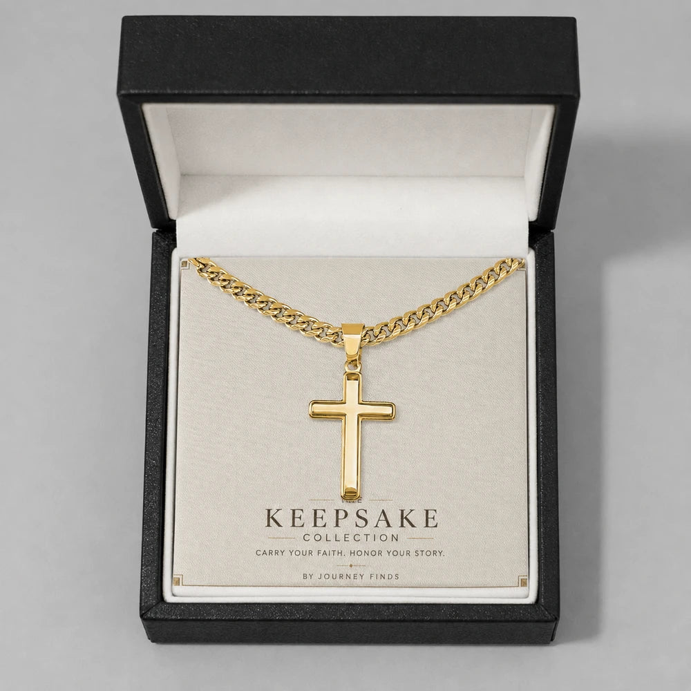Personalized Cross with Cuban Link Chain