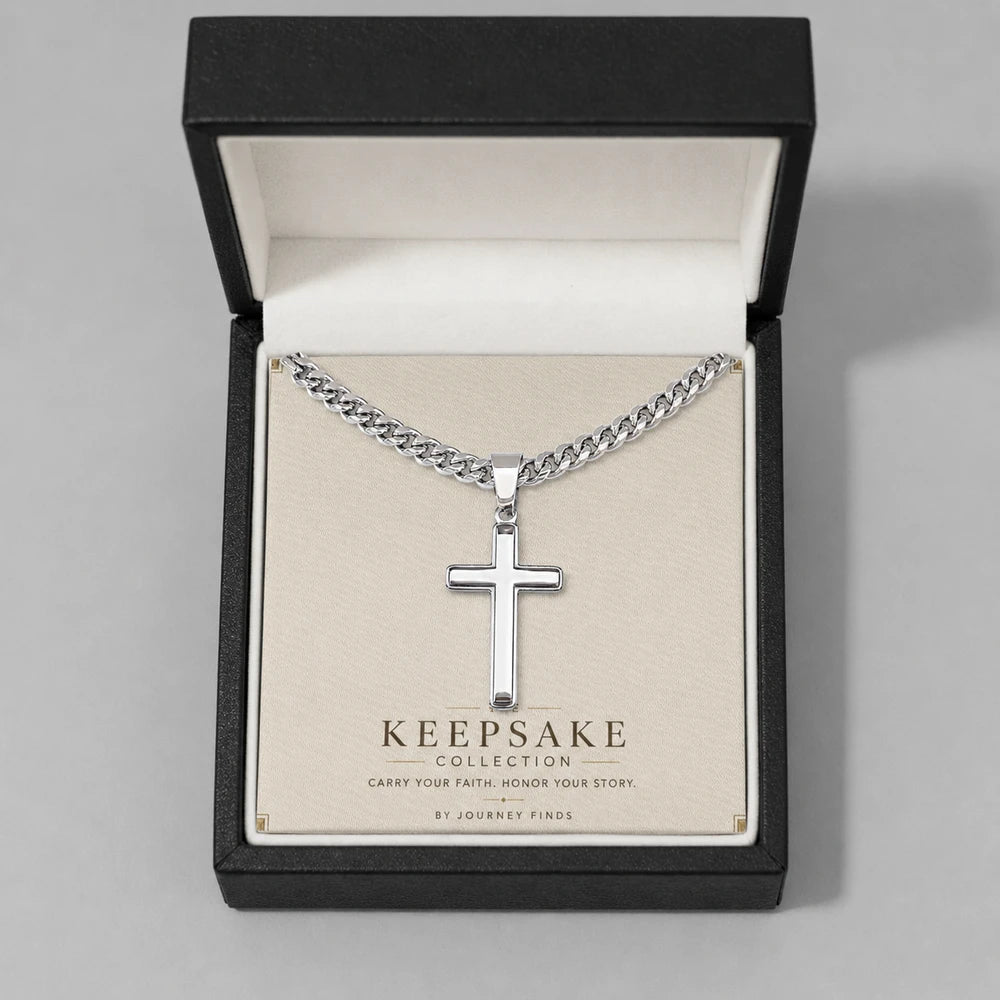 Personalized Cross with Cuban Link Chain