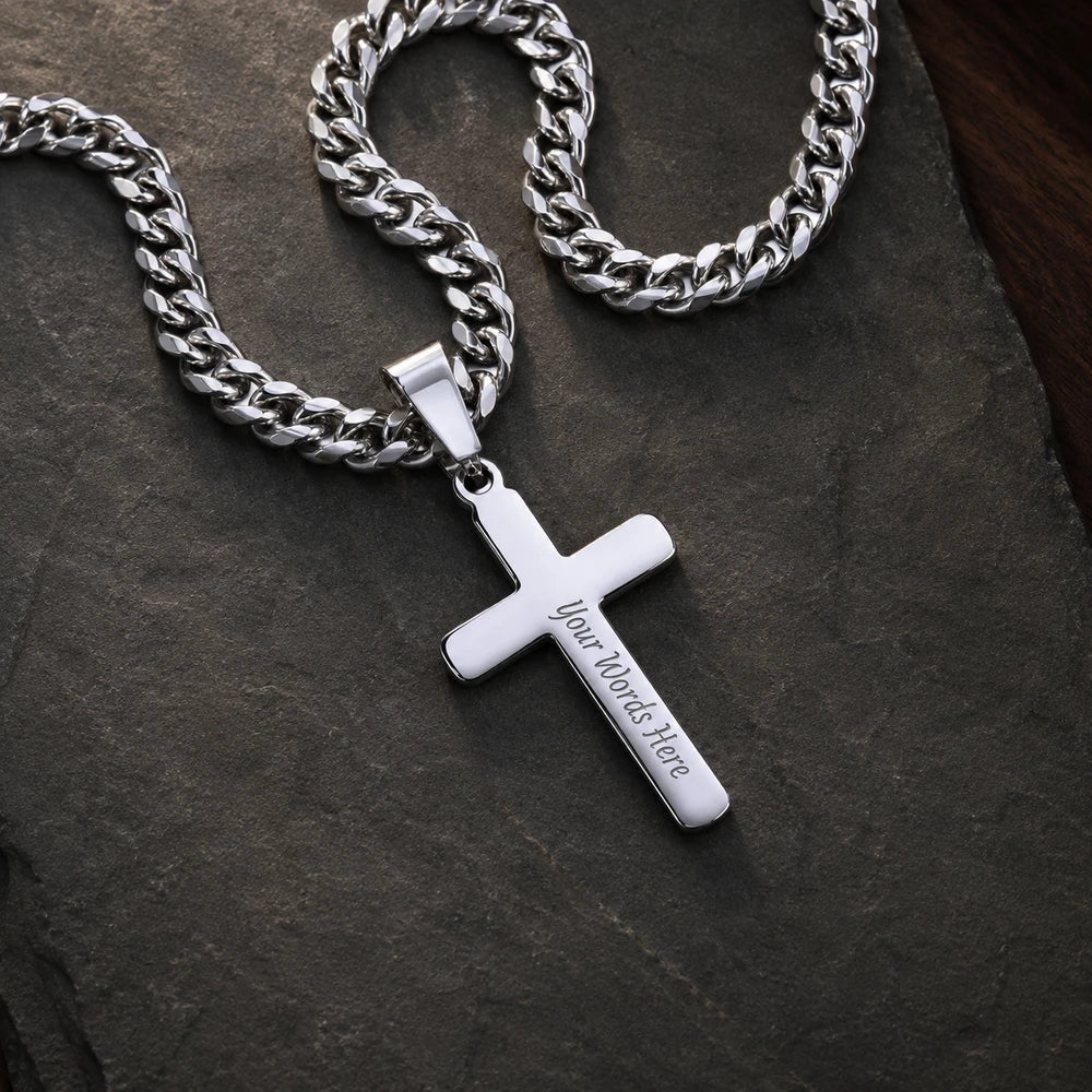 Personalized Cross with Cuban Link Chain