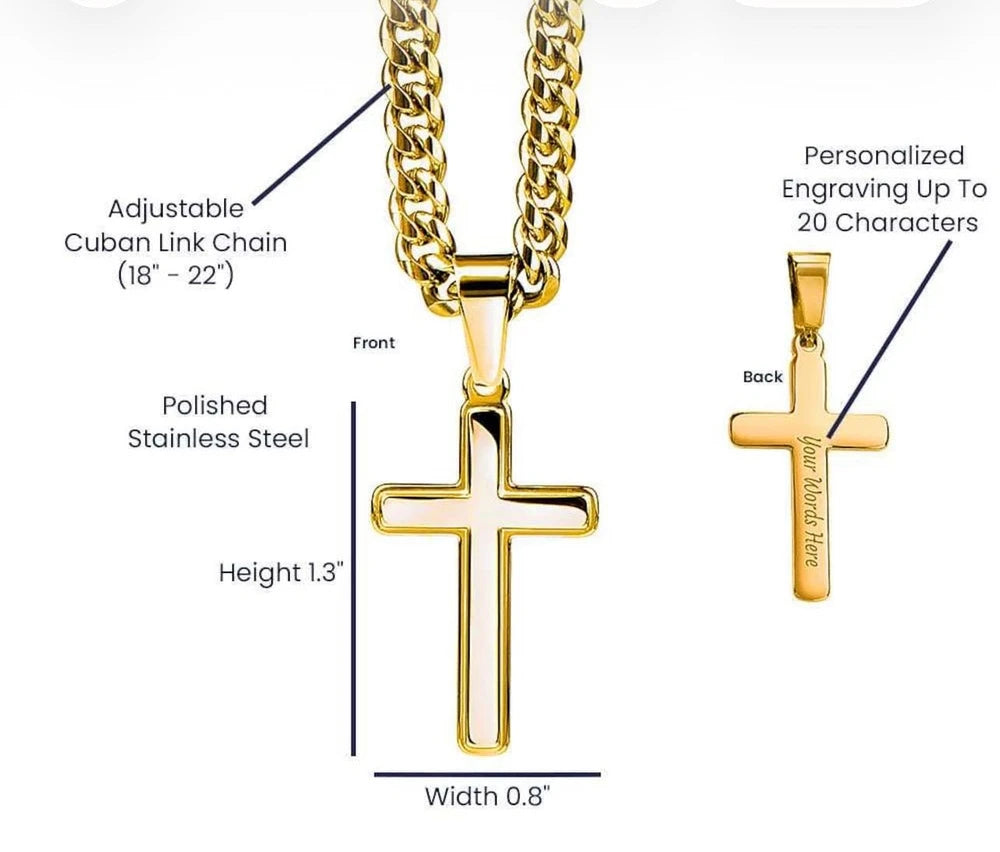 Personalized Cross with Cuban Link Chain