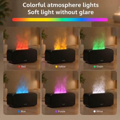 Flame Aroma Diffuser – Essential Oil Humidifier with Fireplace Flame Effect