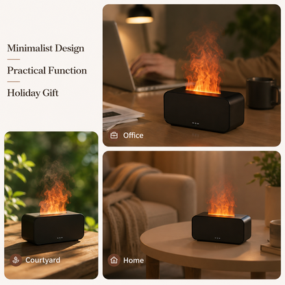 Flame Aroma Diffuser – Essential Oil Humidifier with Fireplace Flame Effect