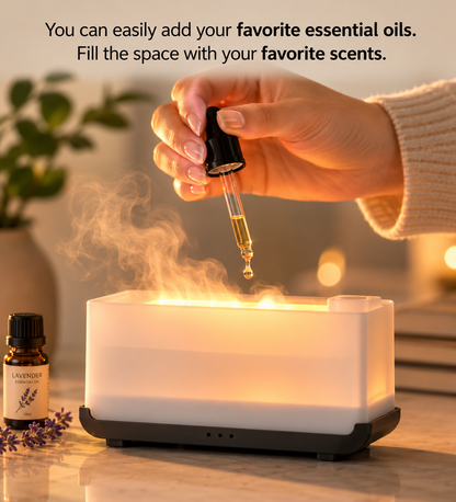Flame Aroma Diffuser – Essential Oil Humidifier with Fireplace Flame Effect
