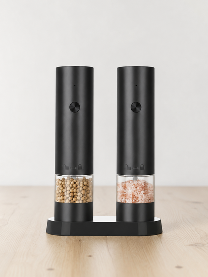 Electric Salt and Pepper Grinder Set – Automatic Rechargeable Pepper Mills with Adjustable Coarseness