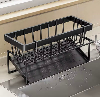 Kitchen Sink Organizer Caddy – Sponge Holder & Brush Holder with Self-Draining Tray