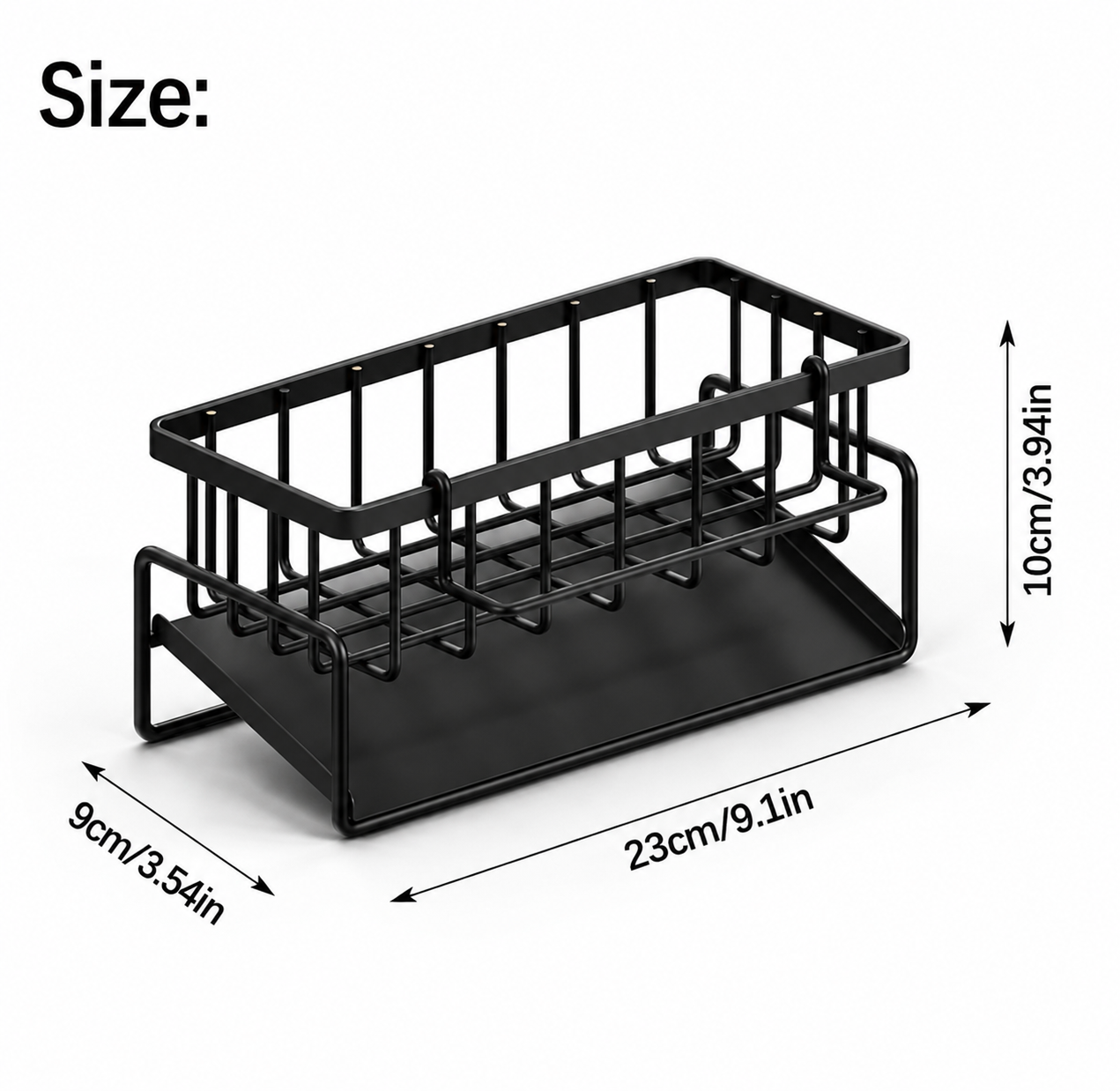 Kitchen Sink Organizer Caddy – Sponge Holder & Brush Holder with Self-Draining Tray