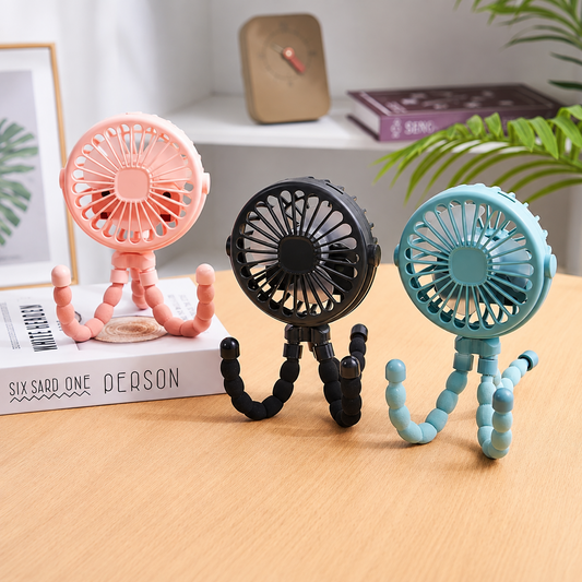 Baby Stroller Fan – Portable Clip-On Rechargeable Fan with Flexible Tripod Legs