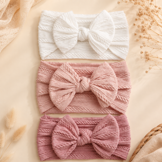 Soft Stretch Solid Color Baby Headbands – 3 Piece Set for Infants & Toddlers