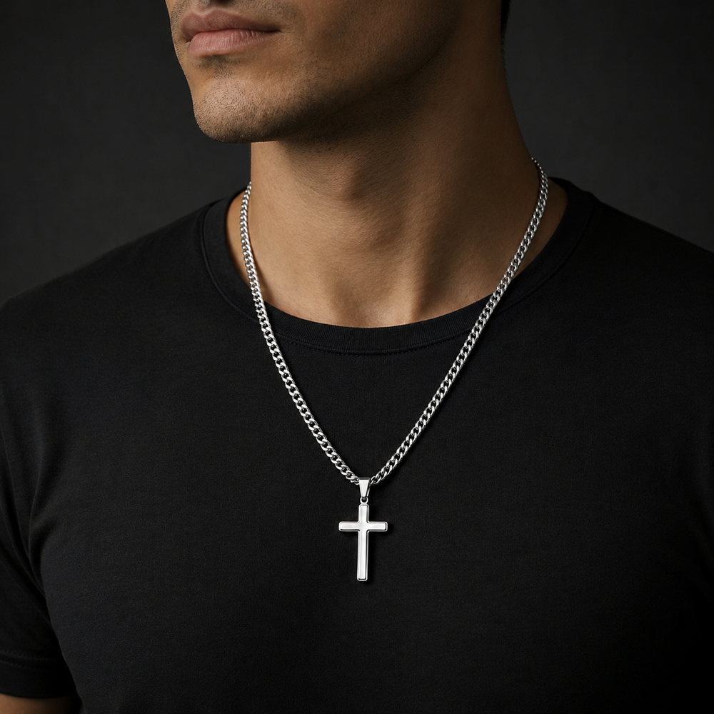 Personalized Cross with Cuban Link Chain