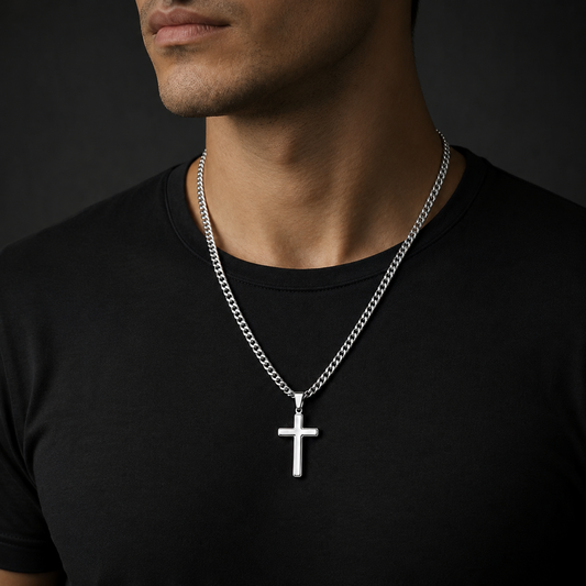 Personalized Cross with Cuban Link Chain