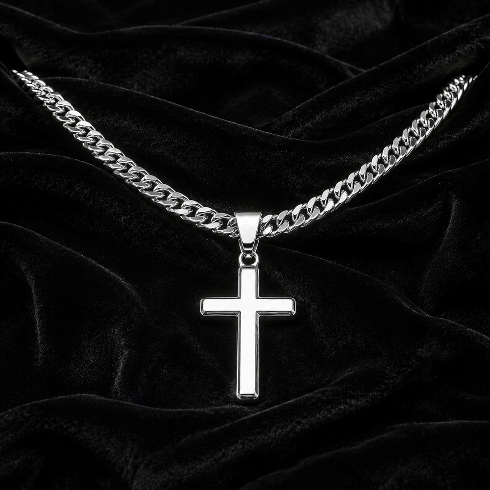 Personalized Cross with Cuban Link Chain