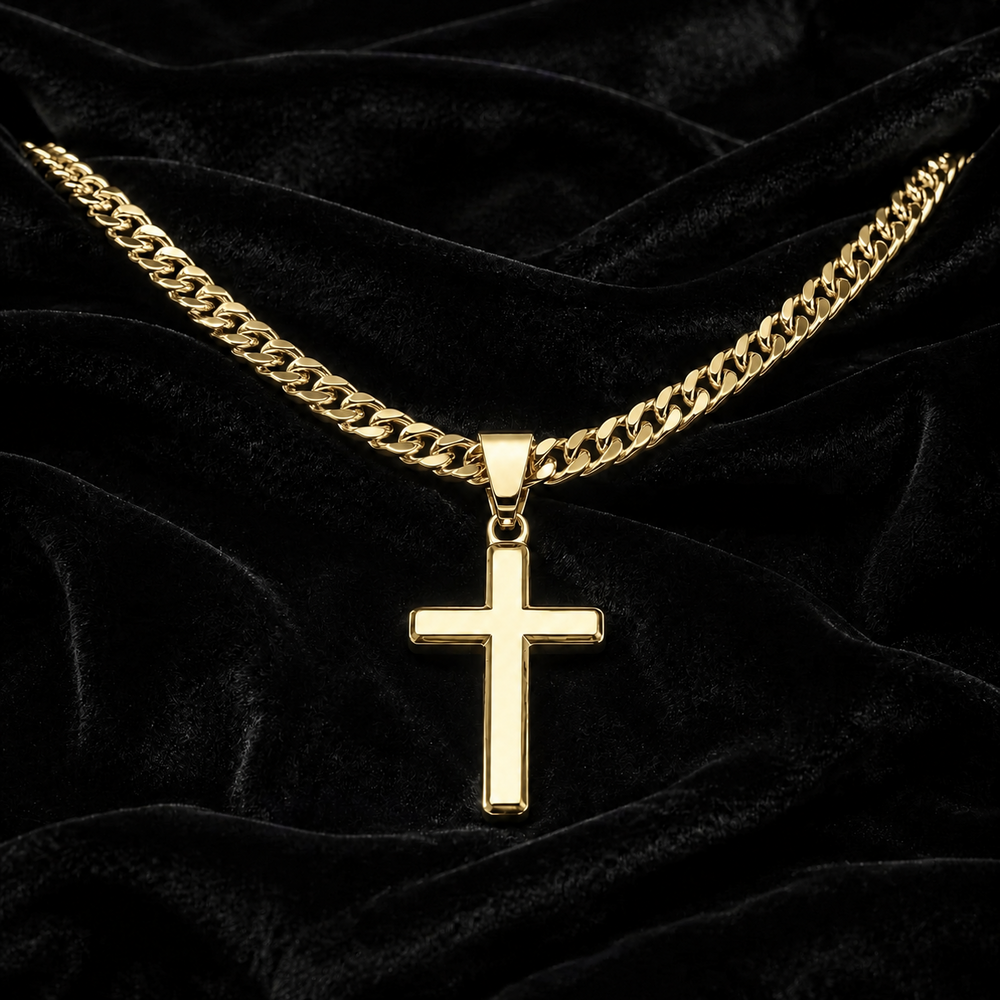 Personalized Cross with Cuban Link Chain