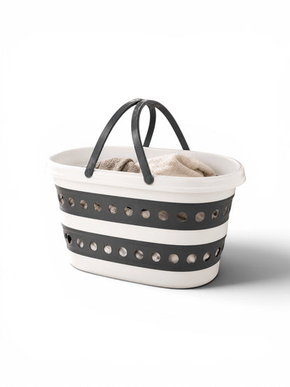 Collapsible Laundry Basket – Foldable Plastic Clothes Hamper with Comfort Handles